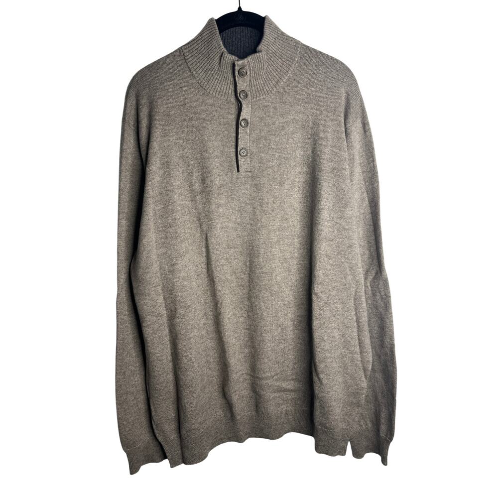 1-13 FORTE CASHMERE Men's Sweater Button Henley Light Brown Size XL